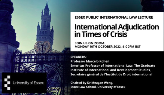 Public International Law Inaugural Lecture by Professor Kohen at Essex University Law School 